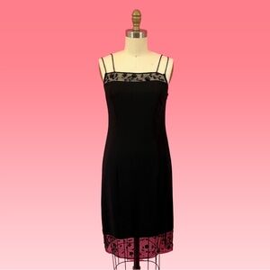 Vintage 90s Y2K Vampy WhimsiGoth Cherry Girl Spaghetti Strappy Midi Dress 4P